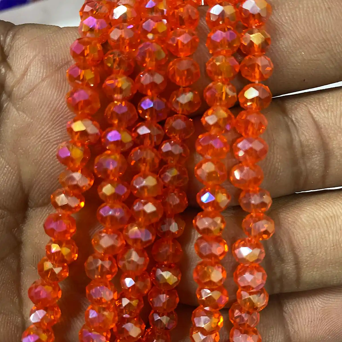 6mm Crystal Diamond Cut Round Faceted Beads 1 String