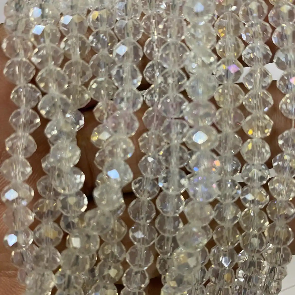 6mm Crystal Diamond Cut Round Faceted Beads 1 String