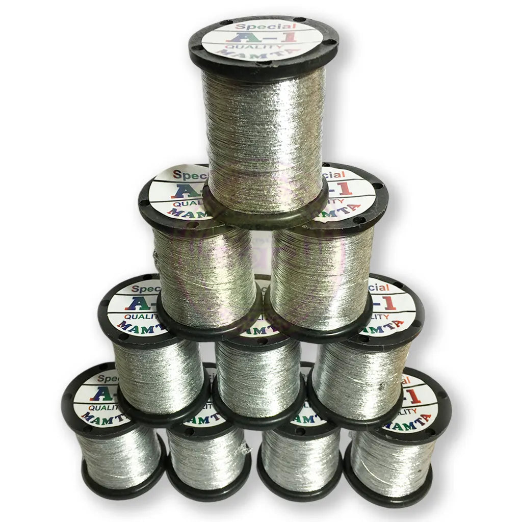 A1 Mamta Zari thread Silver (Small) 10 Reel