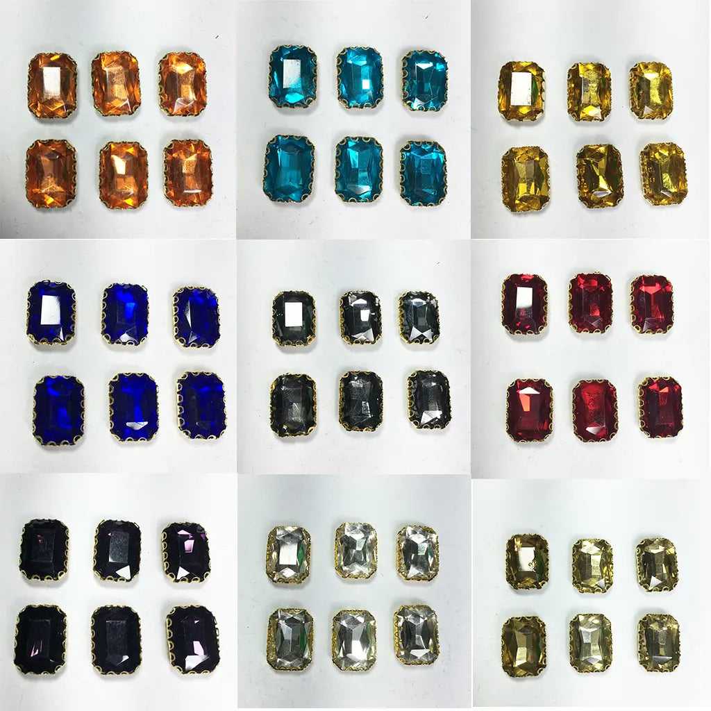Kundan Clip Stone 14MMx10MM Rectangle Shape (1Piece)