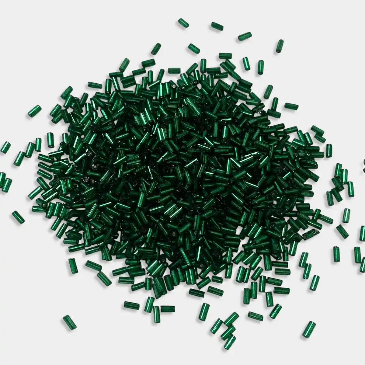Tube Beads or Salli Buggle Beads 4mm Green Color - Pack of 25 Grams