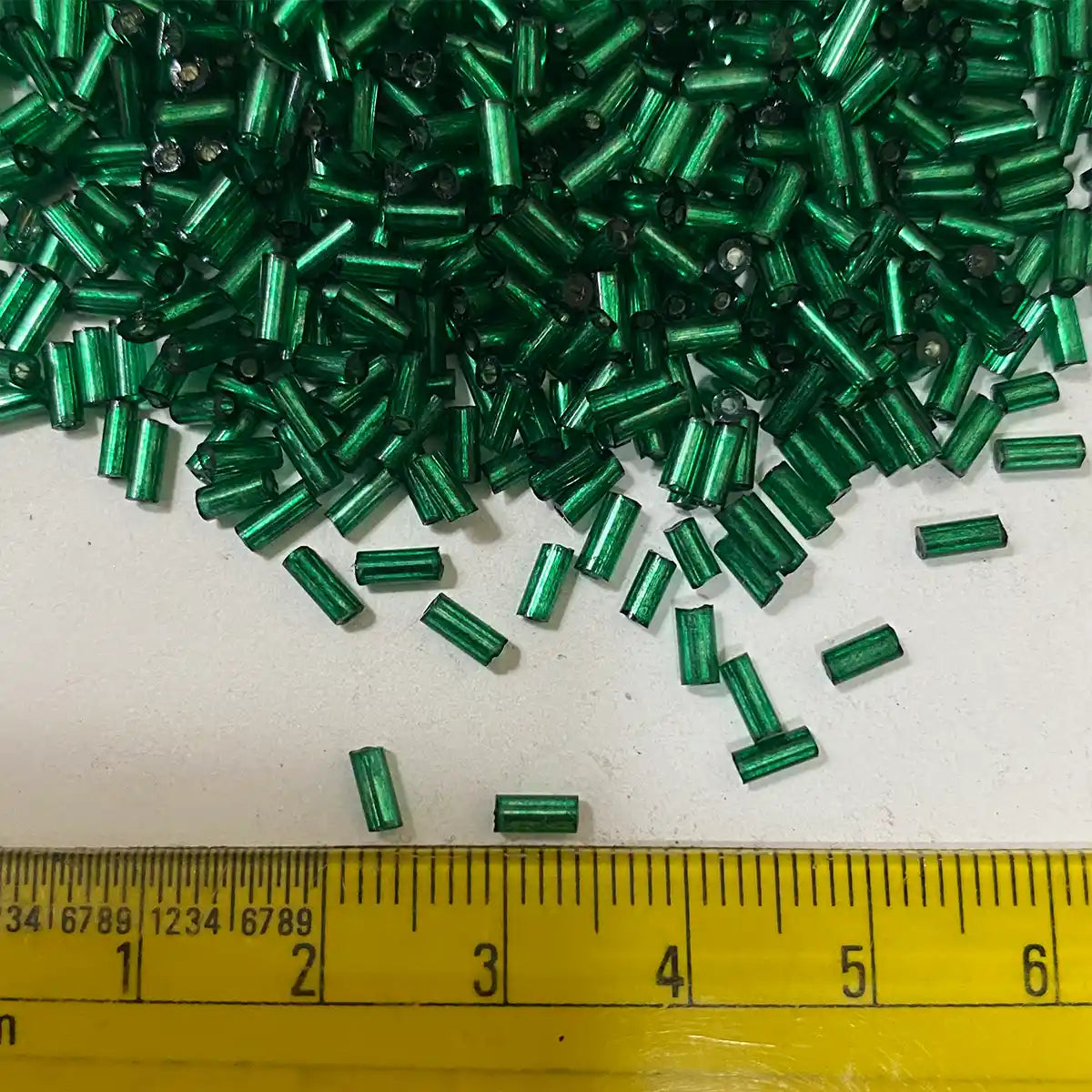 Tube Beads or Salli Buggle Beads 4mm Green Color - Pack of 25 Grams