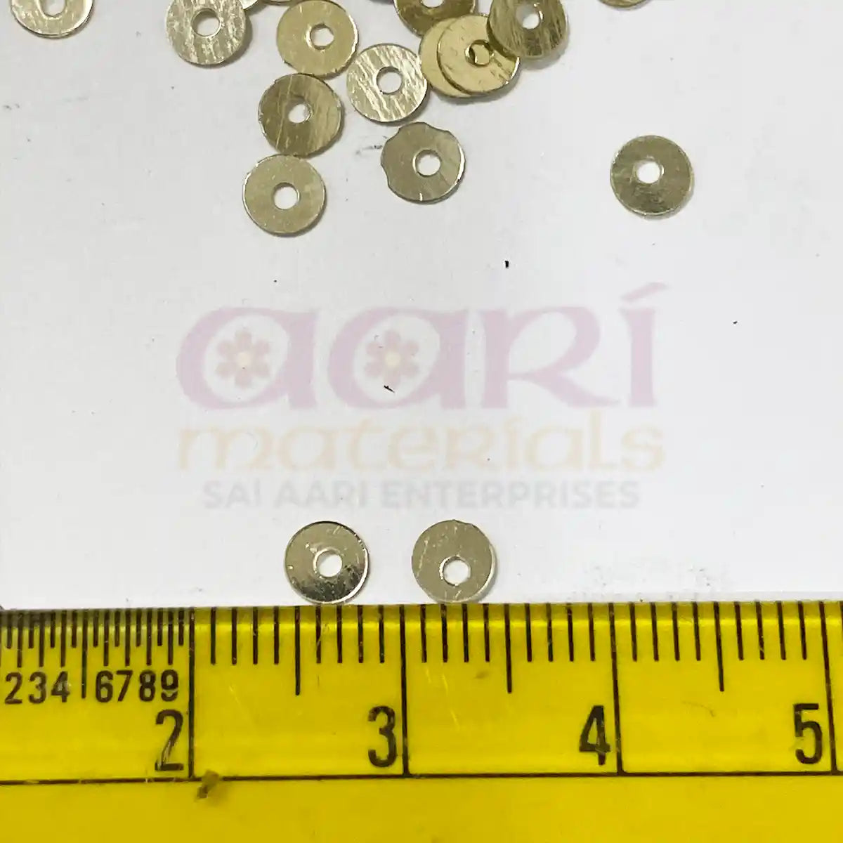 Jamki or Chamki Sequence or Round Shape Sewing Sequins Color Light Gold 4MM (10g)