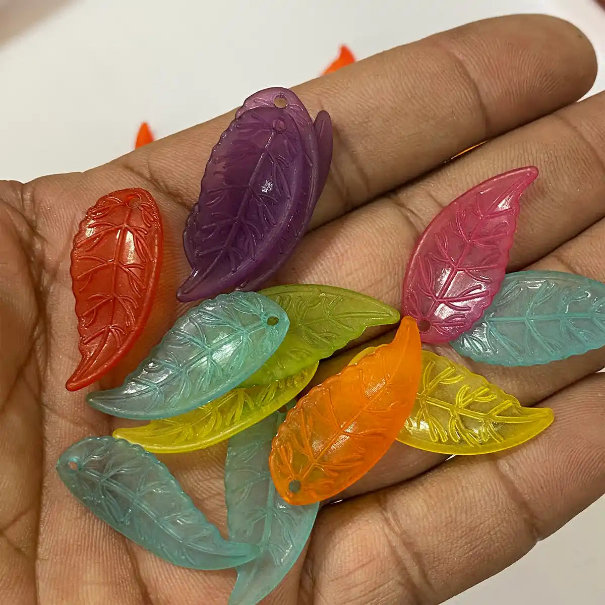 Acrylic Leaf (30x15mm) Beads with Mixed Color for Brooch Making Pack of 10 grams