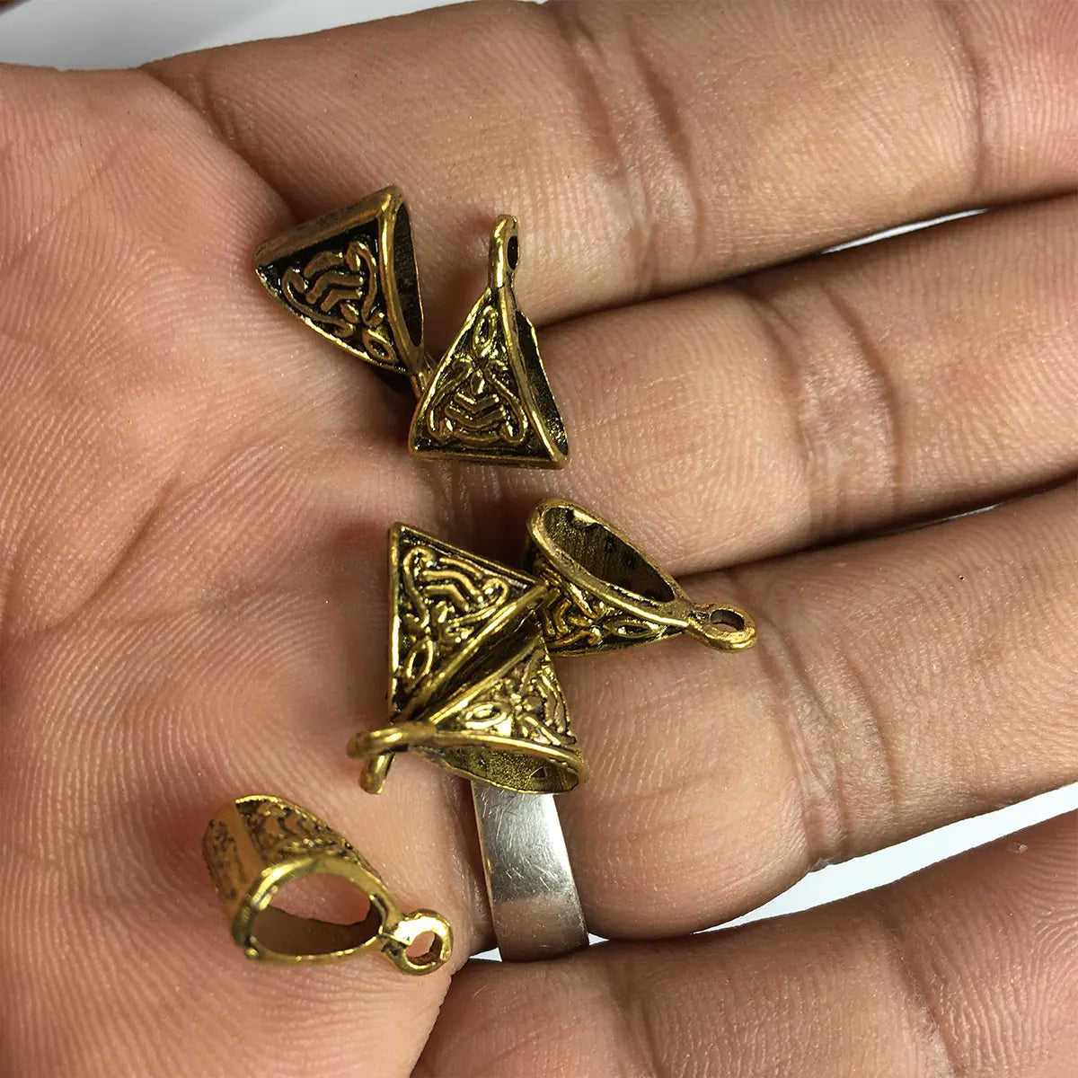 Antique Gold Designer Bails or Loops for Jewelry Making pack of 6 pcs
