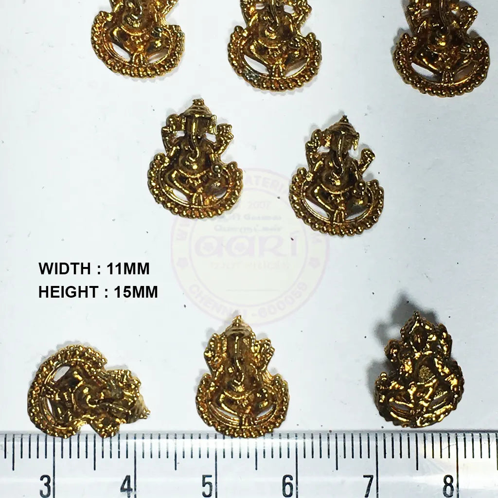 Antique Gold God Ganesh Metal Pendants for Jewellery & Craft Making 1pc