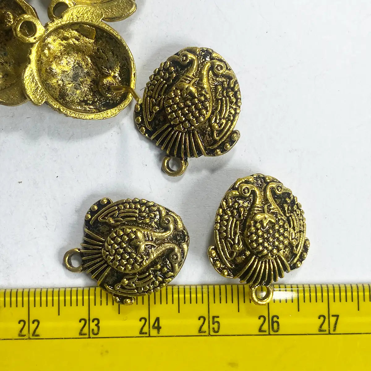 Antique Gold Metal Peacock Earrings Making Studs Tops(Pack of 2pair)