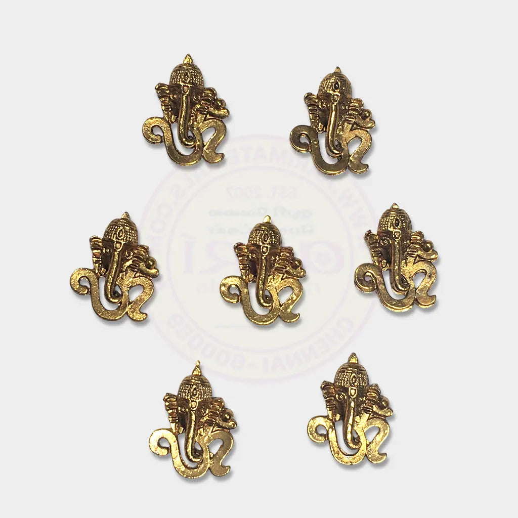 Antique Gold Om Type Ganesh Metal Pendants for Jewellery & Craft Making - 1piece