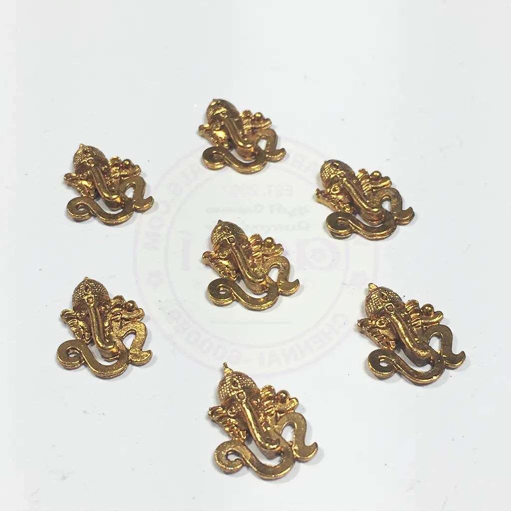 Antique Gold Om Type Ganesh Metal Pendants for Jewellery & Craft Making - 1piece