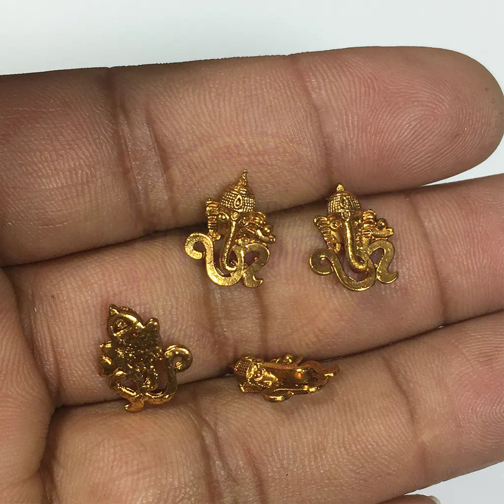 Antique Gold Om Type Ganesh Metal Pendants for Jewellery & Craft Making - 1piece