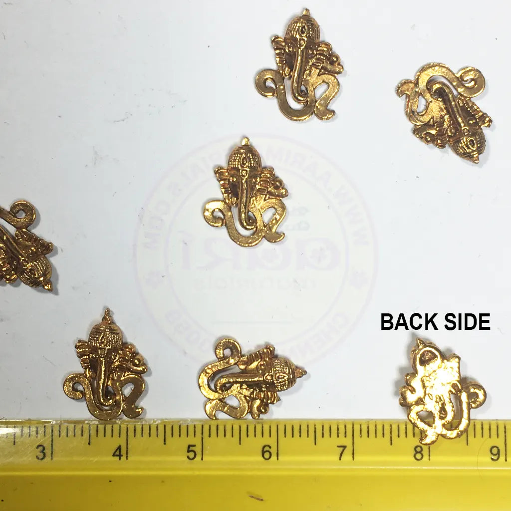 Antique Gold Om Type Ganesh Metal Pendants for Jewellery & Craft Making - 1piece