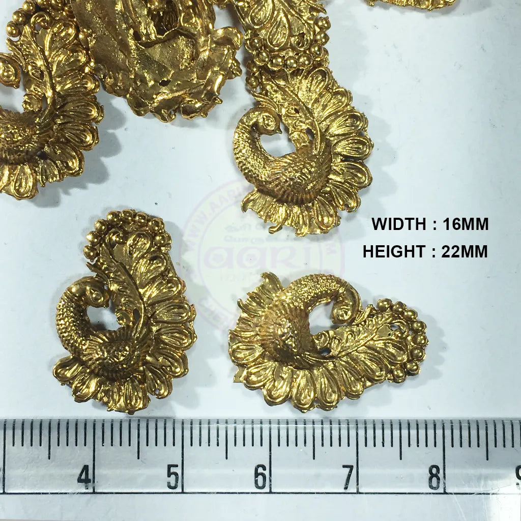 Antique Gold Peacock Pendants for Jewellery & Craft Making - 1piece