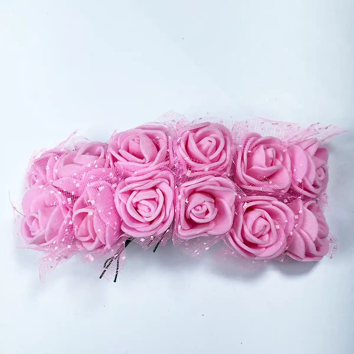 Artificial Miniature Foam Rose Flower DIY Craft - Pack of 12 Pieces (1Bunch)
