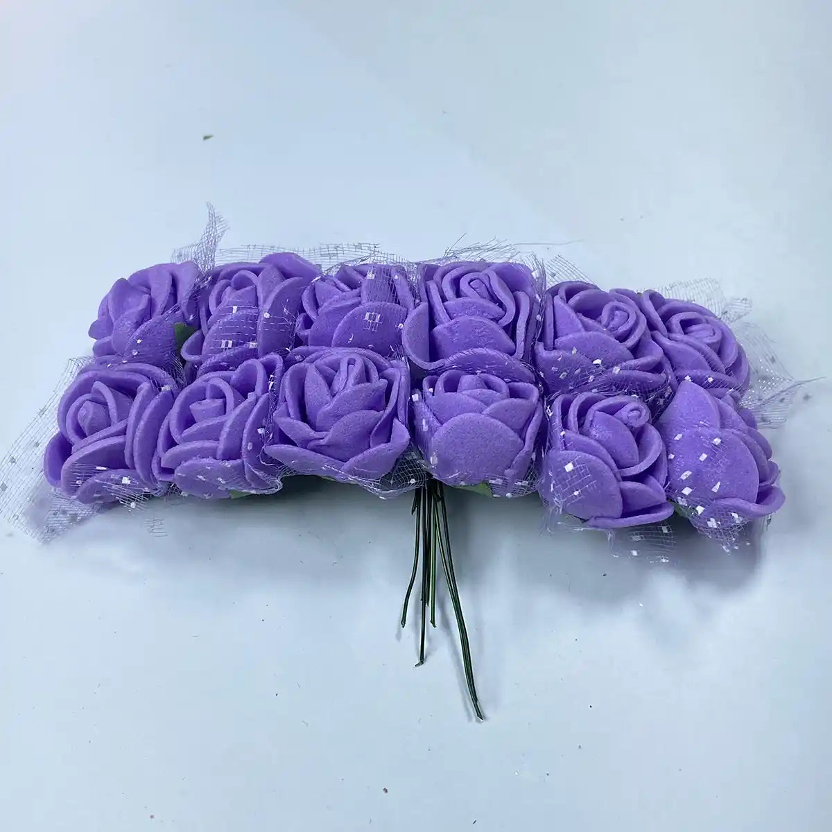 Artificial Miniature Foam Rose Flower DIY Craft - Pack of 12 Pieces (1Bunch)