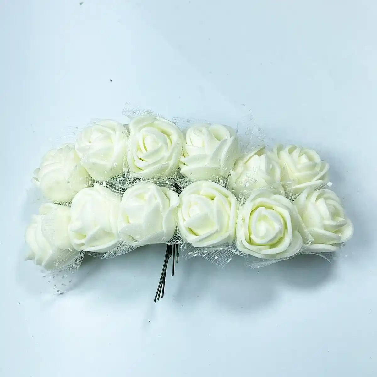 Artificial Miniature Foam Rose Flower DIY Craft - Pack of 12 Pieces (1Bunch)