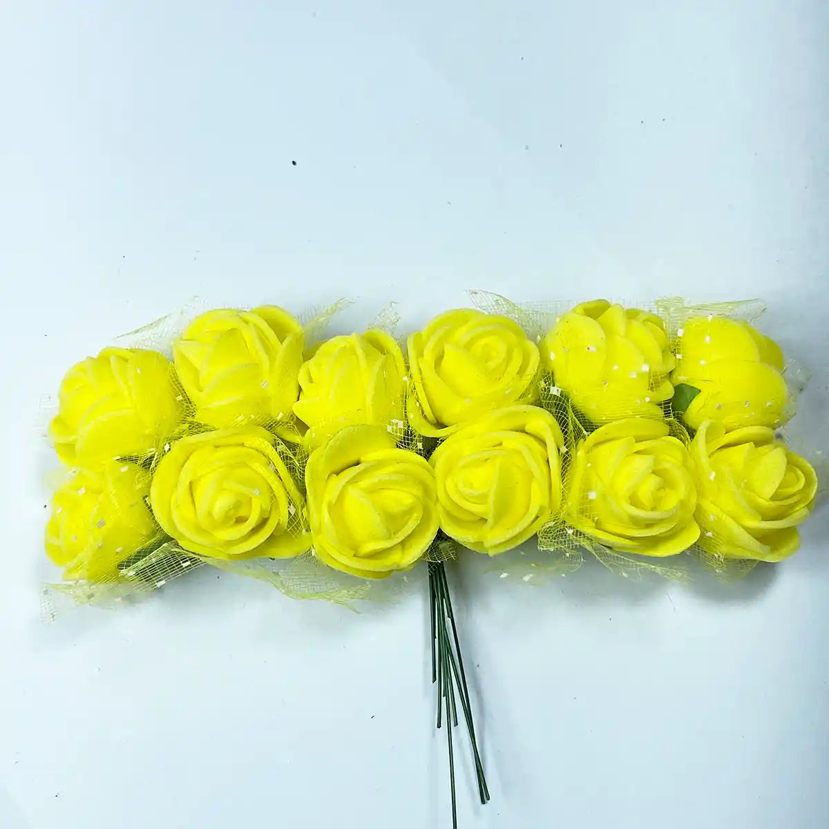 Artificial Miniature Foam Rose Flower DIY Craft - Pack of 12 Pieces (1Bunch)