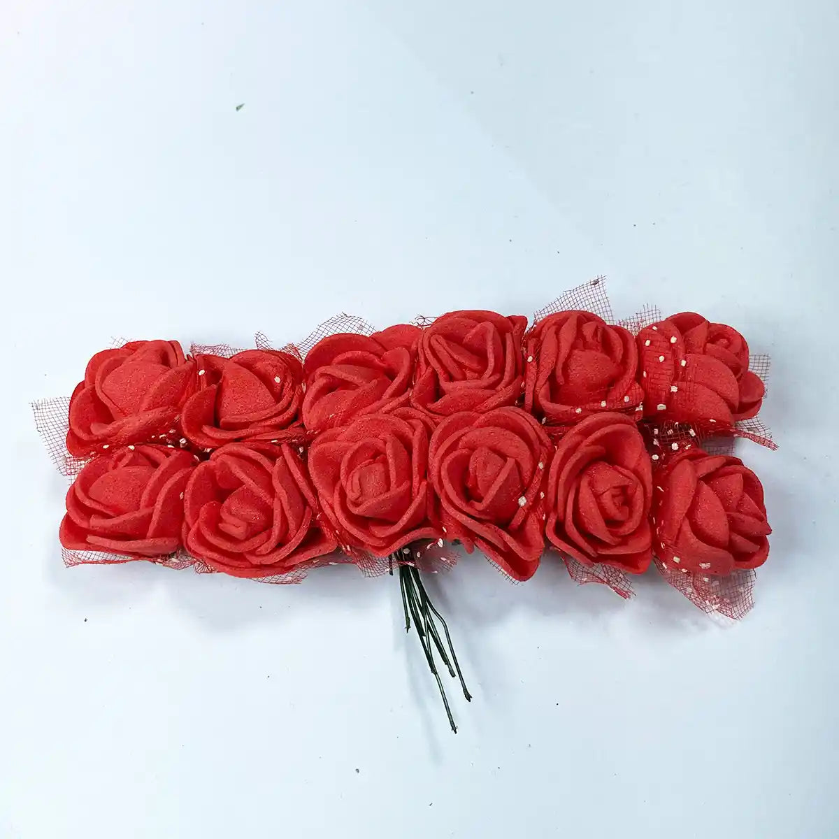 Artificial Miniature Foam Rose Flower DIY Craft - Pack of 12 Pieces (1Bunch)