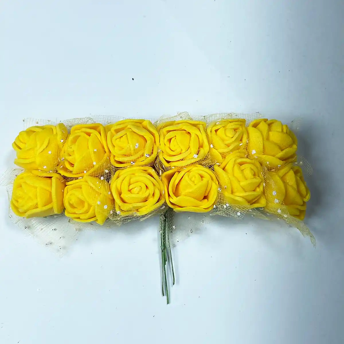 Artificial Miniature Foam Rose Flower DIY Craft - Pack of 12 Pieces (1Bunch)
