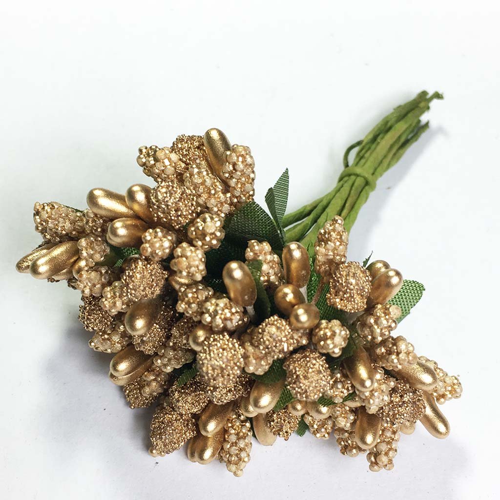 Artificial Pollen Flower for Jewelry Making (Golden Color) 1bunch