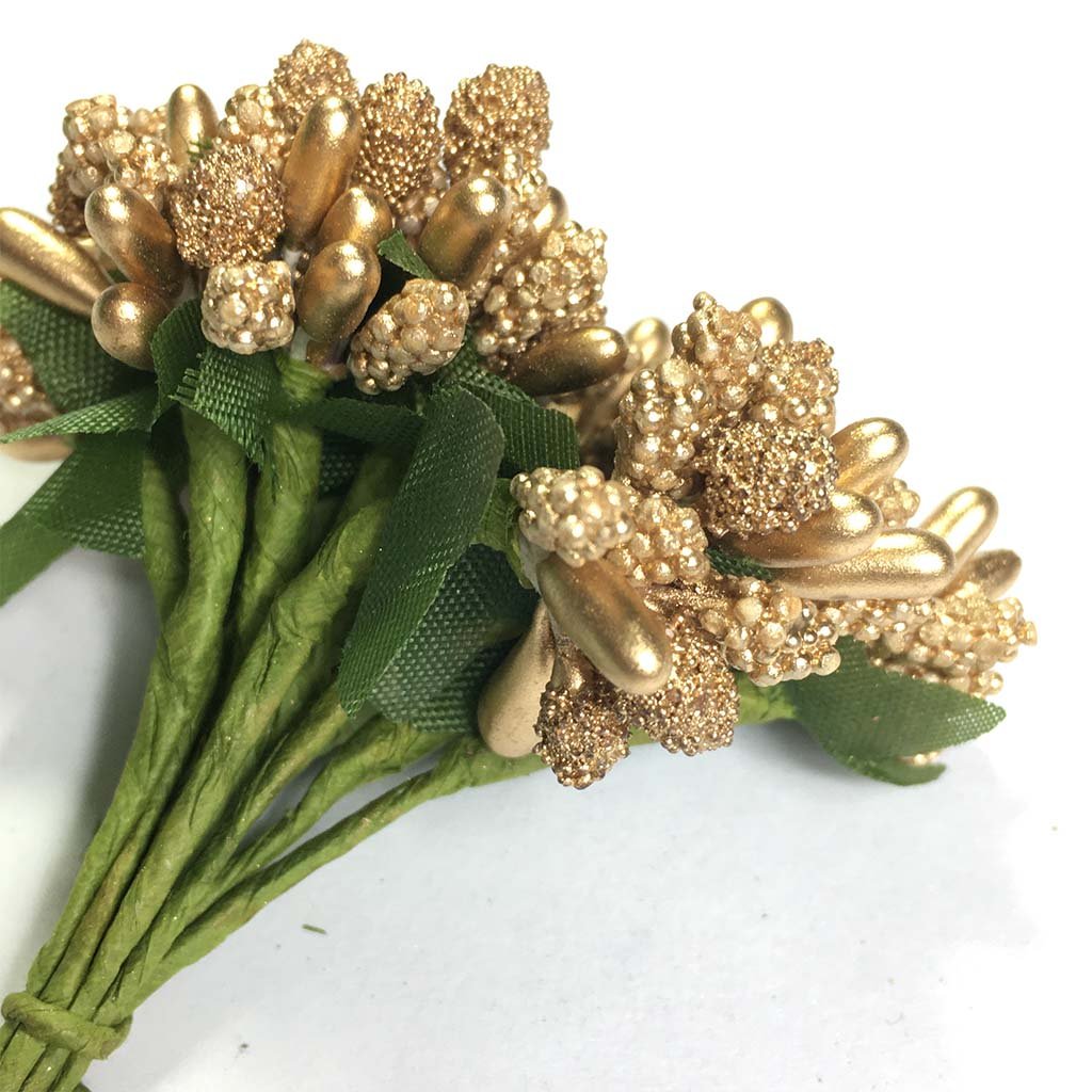 Artificial Pollen Flower for Jewelry Making (Golden Color) 1bunch