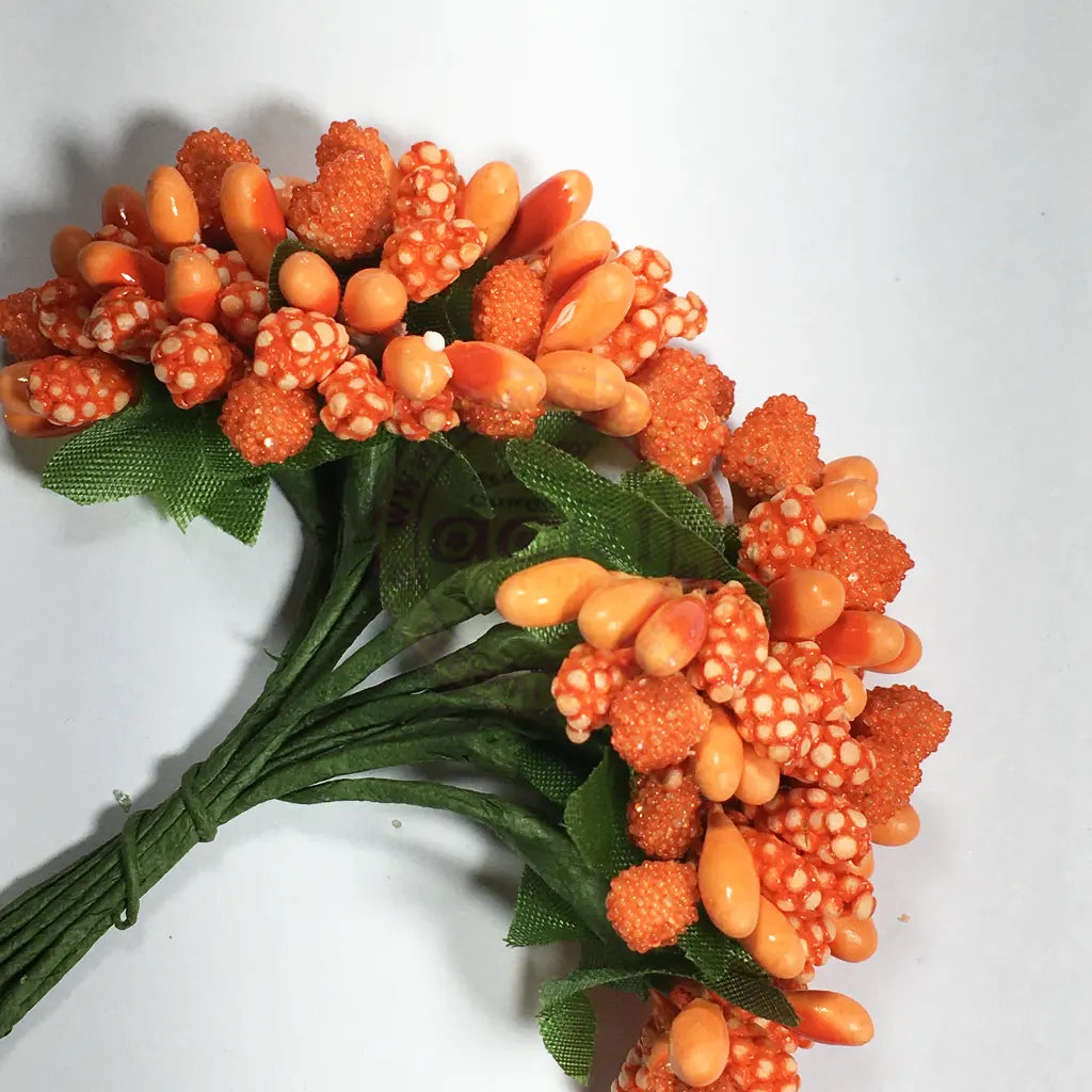 Artificial Pollen Flower for Jewelry Making (Orange Colors) 1bunch