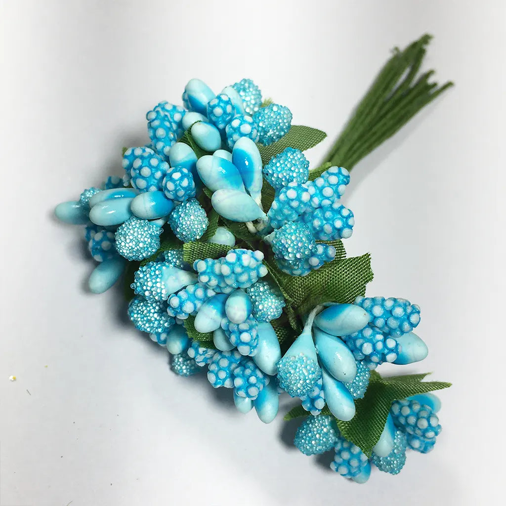 Artificial Pollen Flower for Jewelry Making (Sky Blue Color) 1bunch