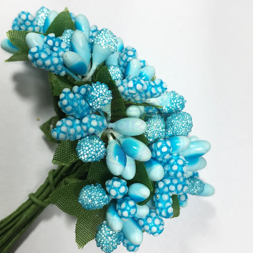 Artificial Pollen Flower for Jewelry Making (Sky Blue Color) 1bunch