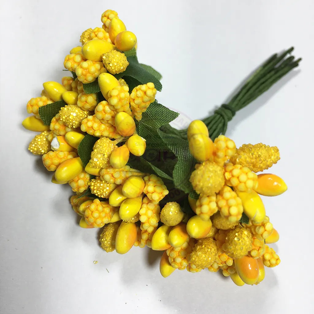 Artificial Pollen Flower for Jewelry Making (Yellow Color) 1bunch