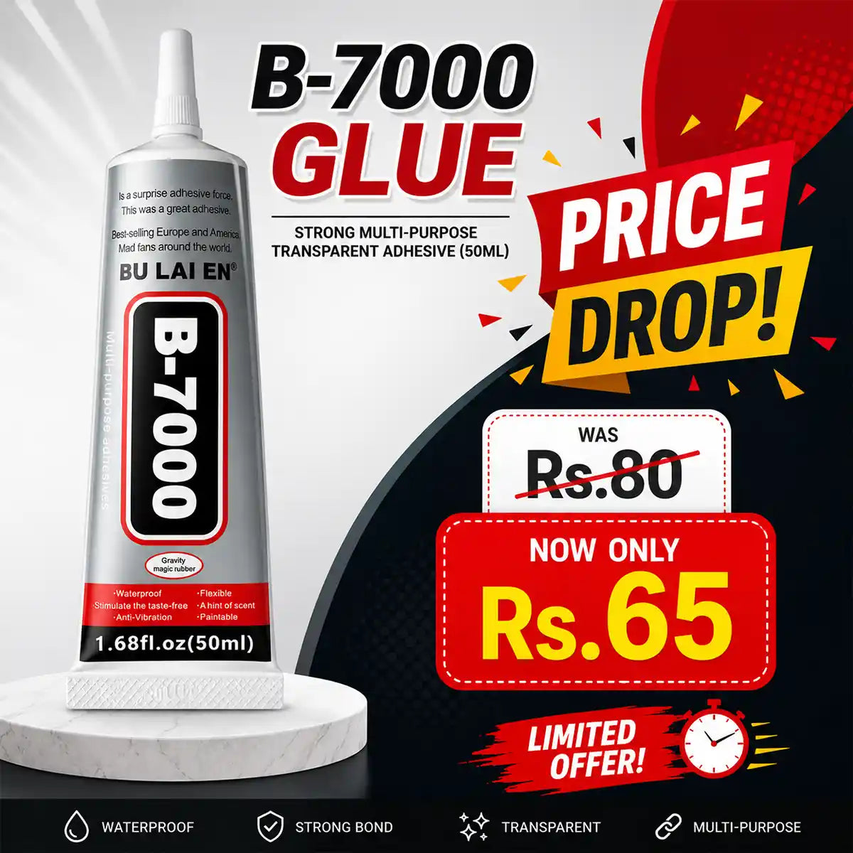 B-7000 Glue Strong Multi-Purpose Transparent adhesive (50ML)