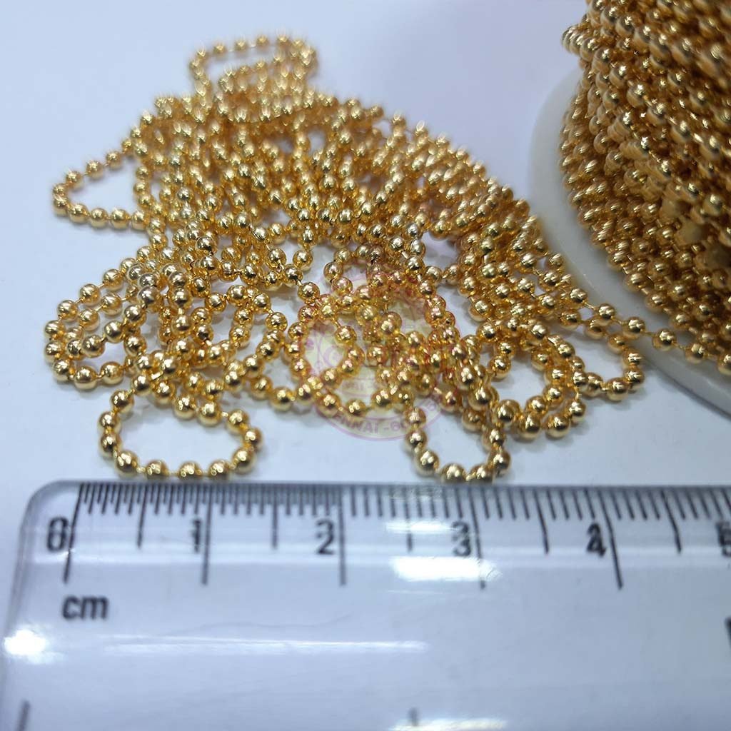 Ball Chain Gold Color 2mm (2meter) Medium Size