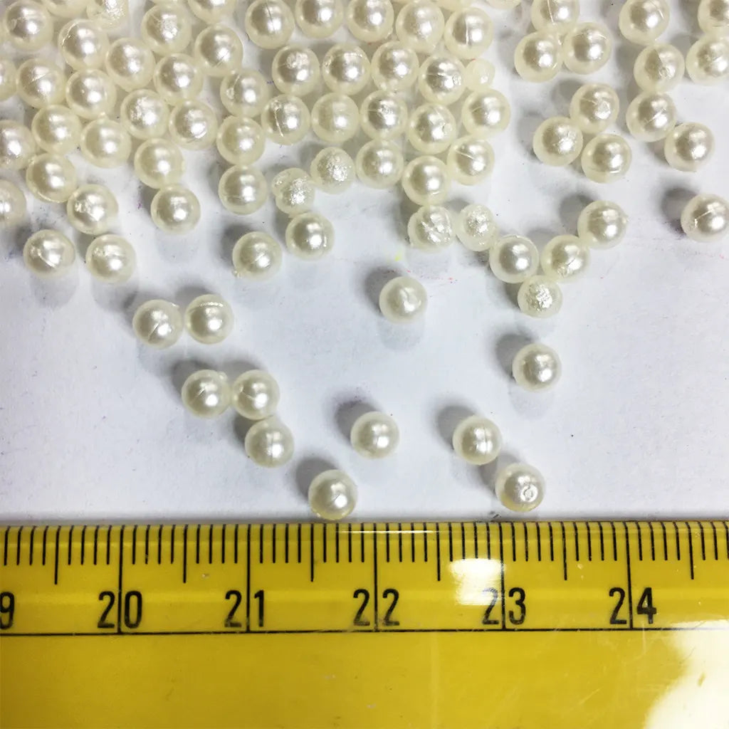 Beads 4mm for Pearl Setting Machine No Hole Beads Pack of 10Grams (Off-White)