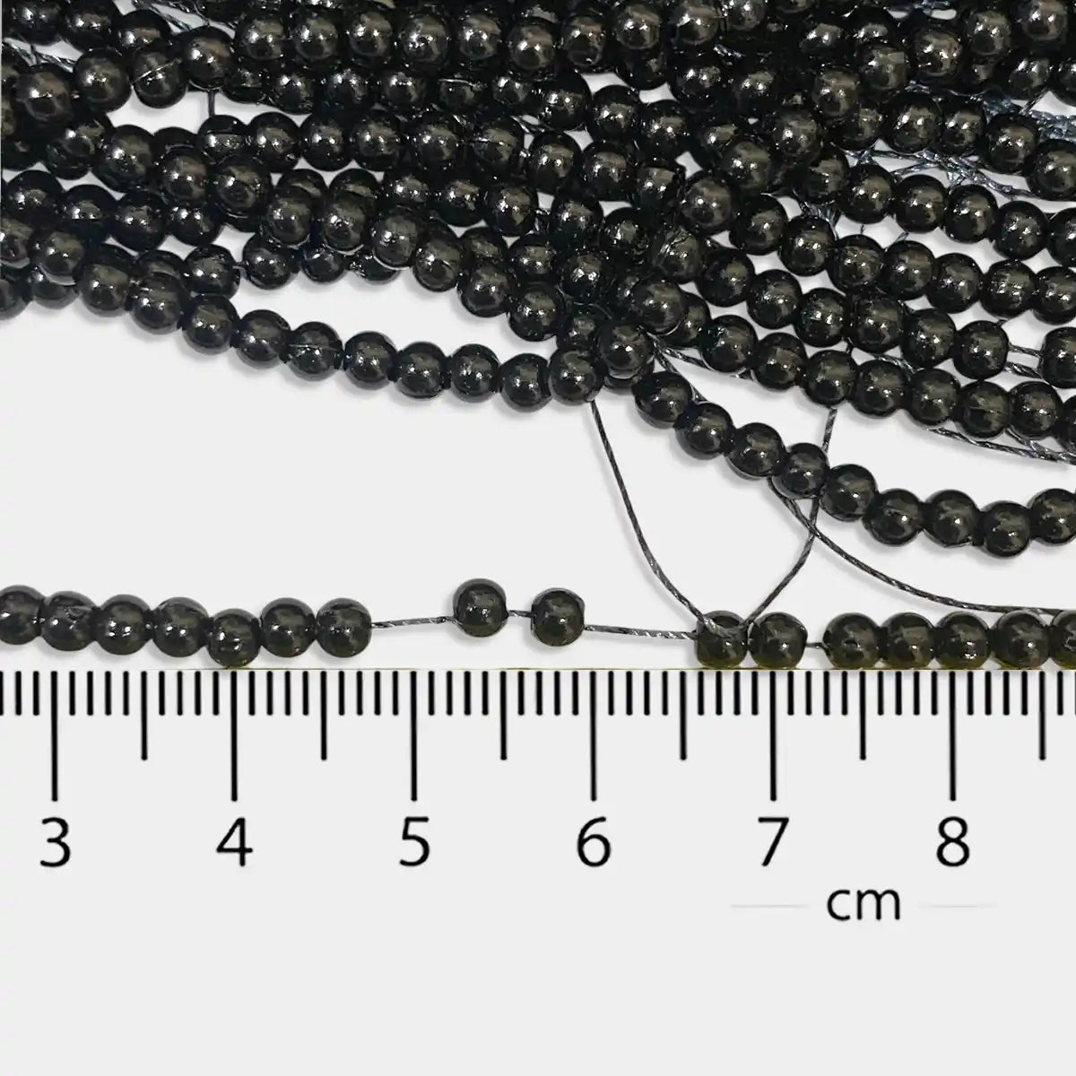 Black Color 3MM Round Shape Beads - 1Bunch(12 line)