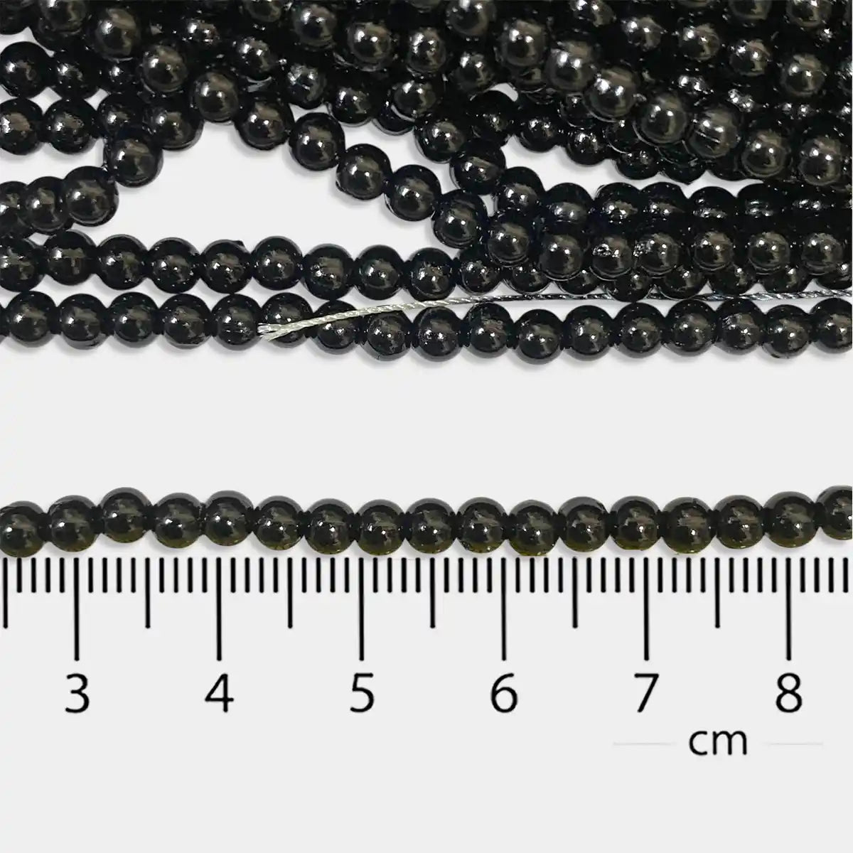 Black Color 4MM Round Shape Beads - 1Bunch(12 line)