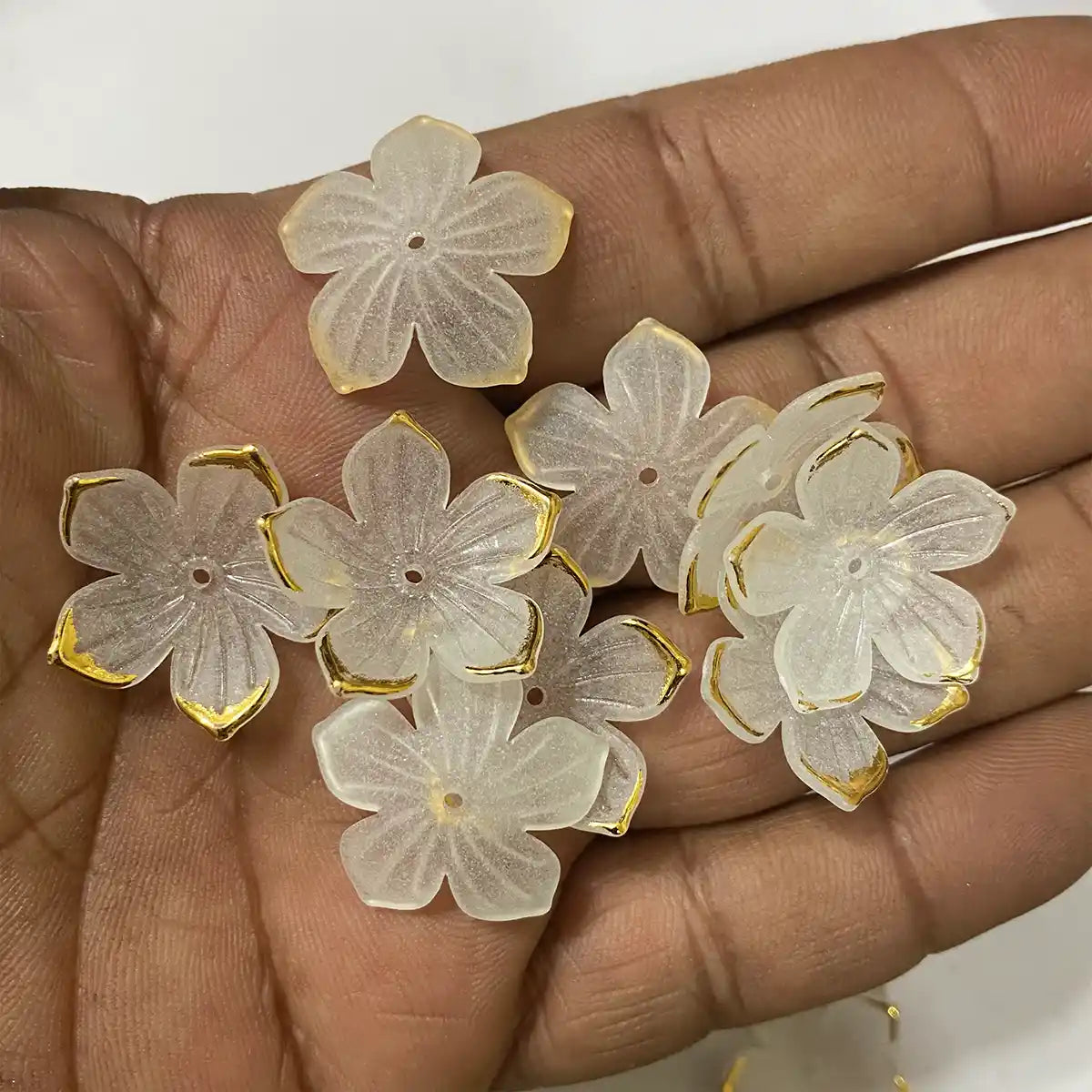 Blossom Flower with Gold Border for Brooch Making Pack of 10 grams