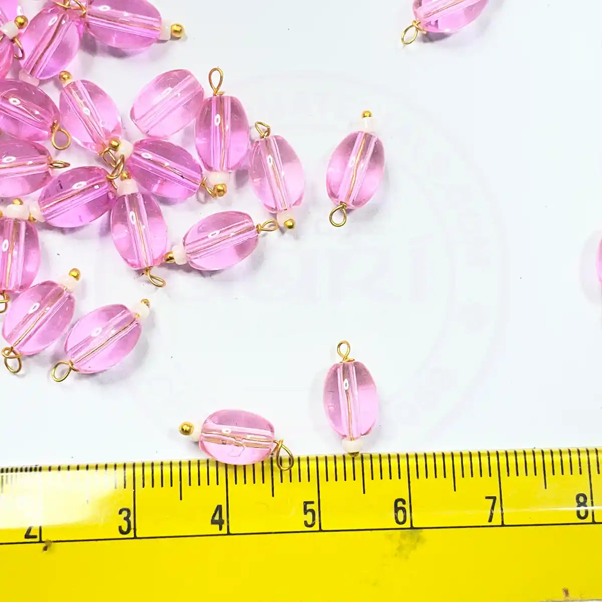 Hanging Beads Oval Shape Readymade Hook (8mmx6mm) Glassy Baby Pink Color