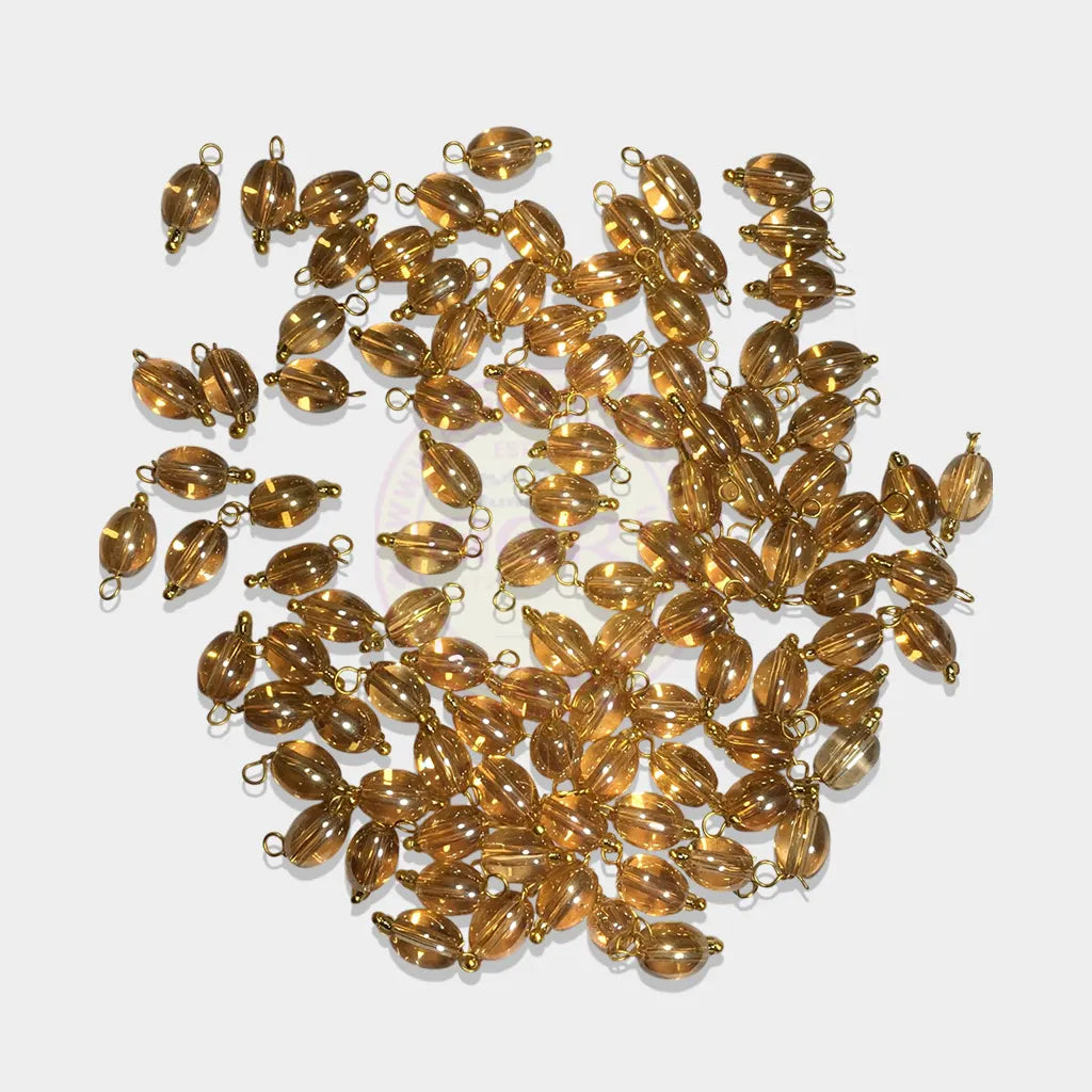 Hanging Beads Oval Shape Readymade Hook (8mmx6mm) Glassy Gold