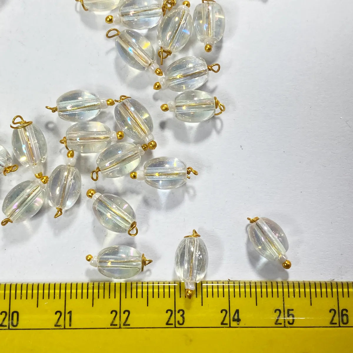 Hanging Beads Oval Shape Readymade Hook (8mmx6mm) Glassy White Color