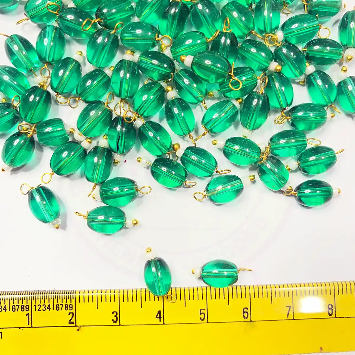 Hanging Beads Oval Shape Readymade Hook (8mmx6mm) Light Green Color