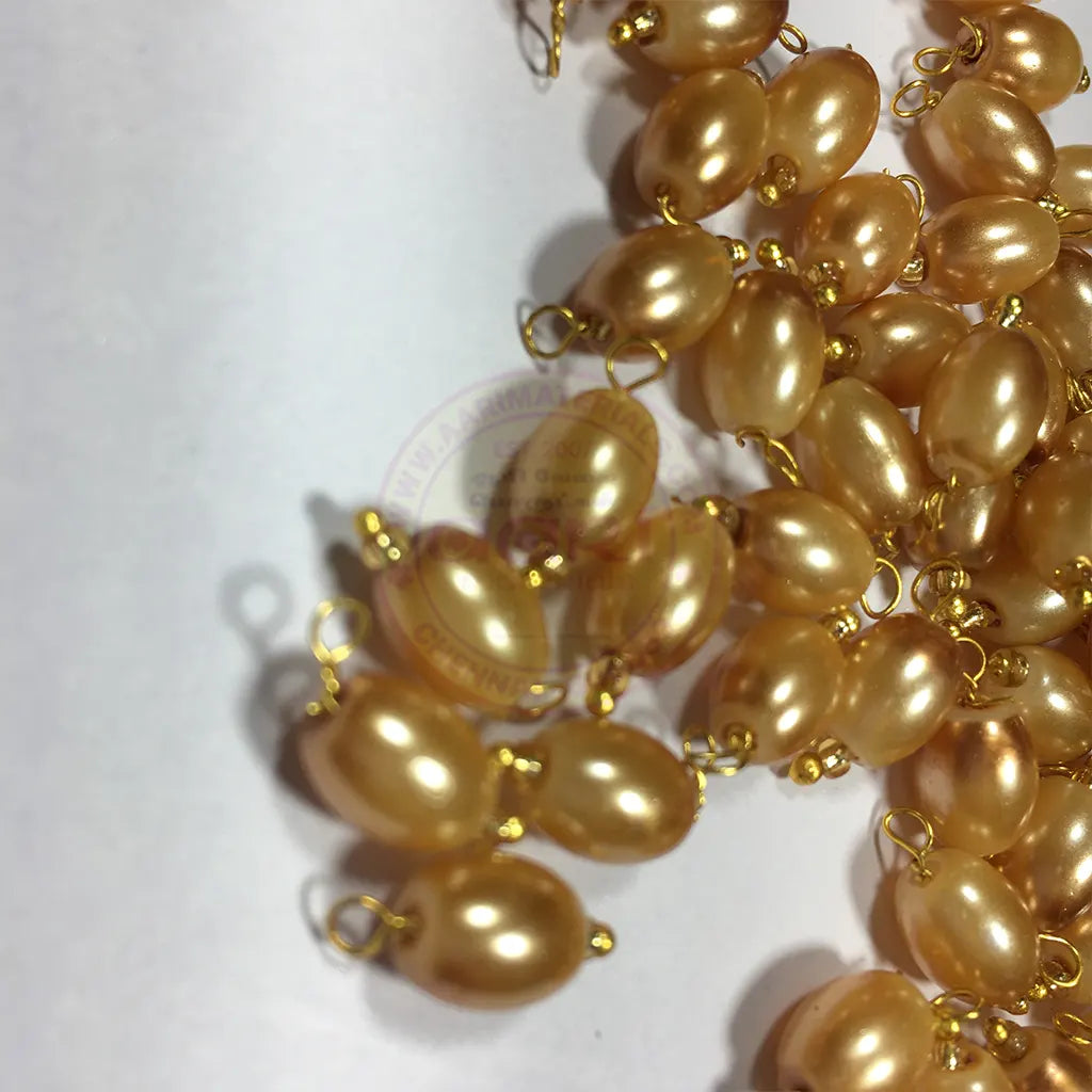 Blouse Hanging Beads Oval Shape Readymade Hook (8mmx6mm) Peral Gold
