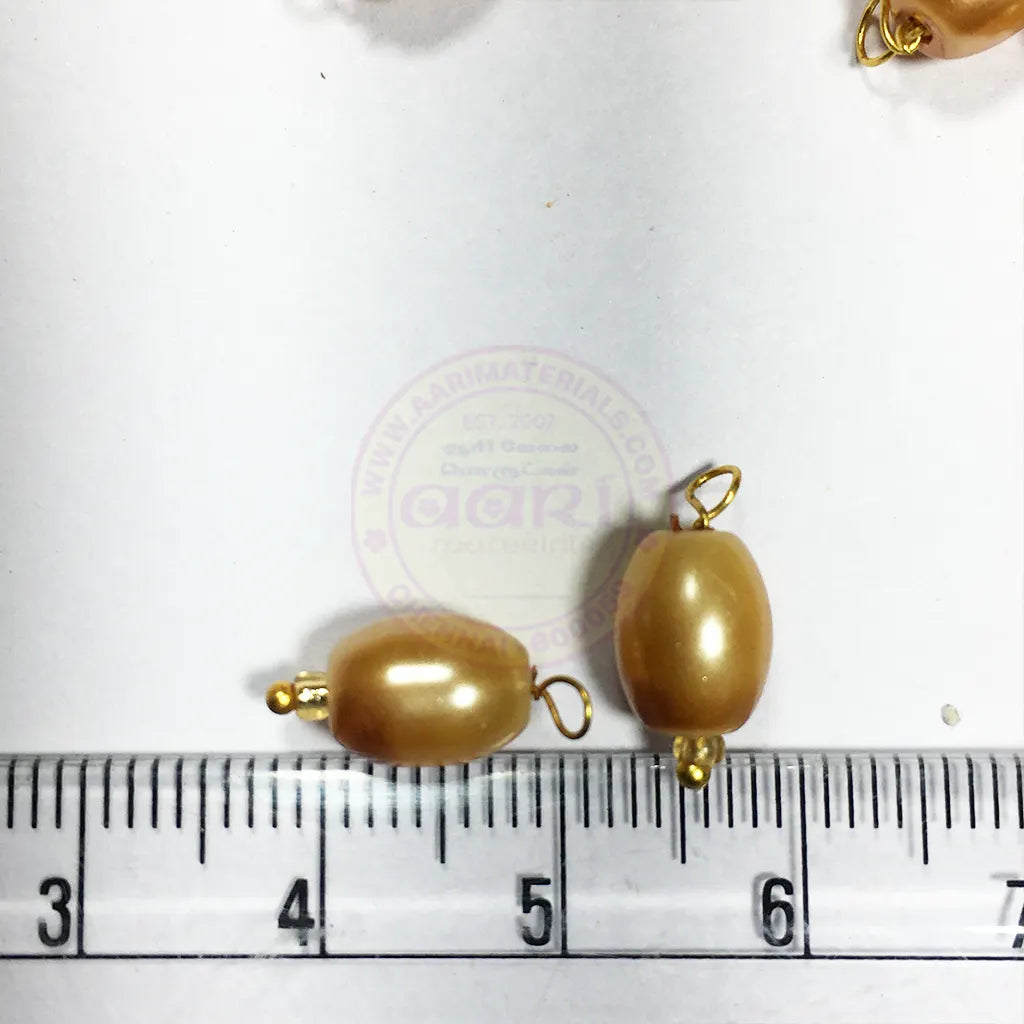 Blouse Hanging Beads Oval Shape Readymade Hook (8mmx6mm) Peral Gold