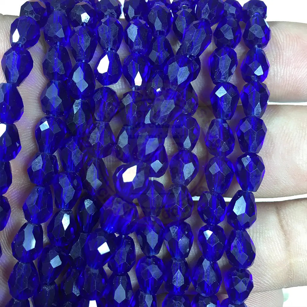 Blue Color Teardrop Crystal Briolette Beads (8mmx6mm) 1line