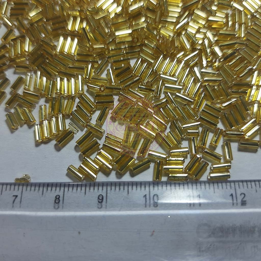 Cut Beads or Tube Bugle Beads (4MM) Color Gold (25grams)