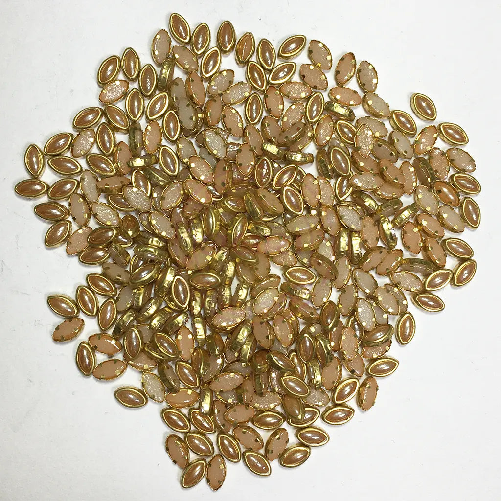 Ceramic Kundan Stone 6x4mm (6K Kisti 25grams) Eye Shape Gold Color