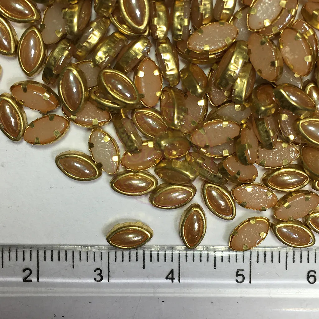 Ceramic Kundan Stone 6x4mm (6K Kisti 25grams) Eye Shape Gold Color