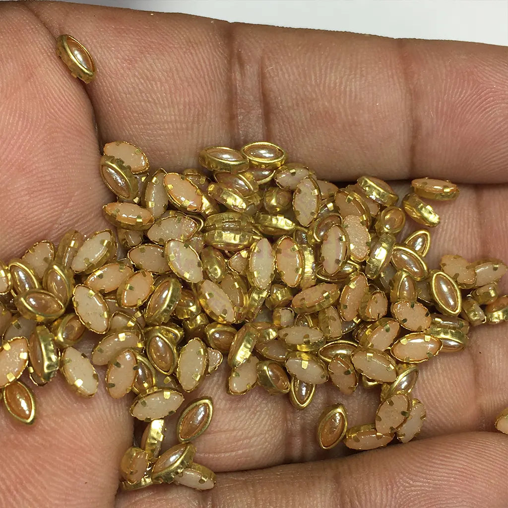 Ceramic Kundan Stone 6x4mm (6K Kisti 25grams) Eye Shape Gold Color