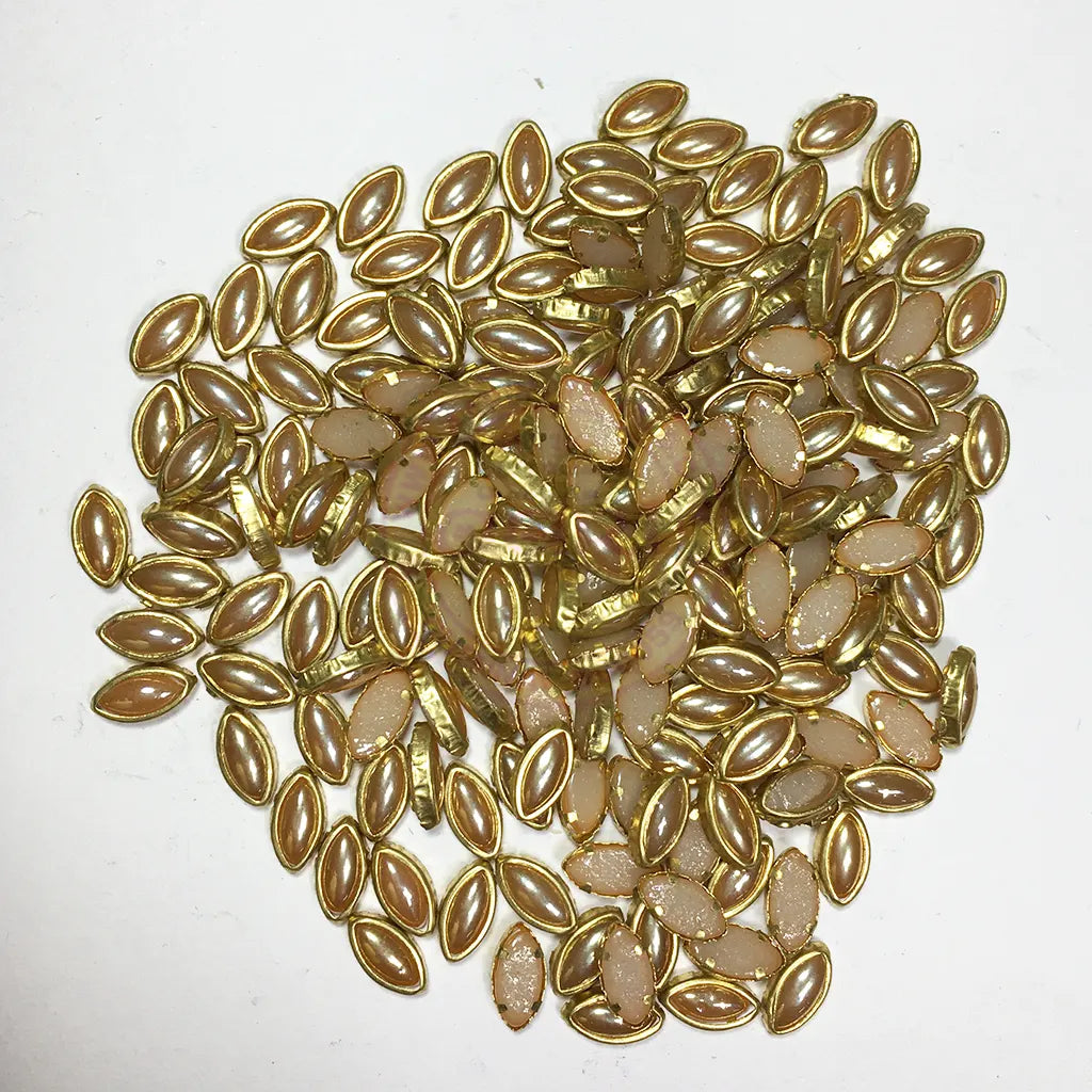 Ceramic Kundan Stone 8x5mm (8K Kisti 25grams) Eye Shape Gold Color