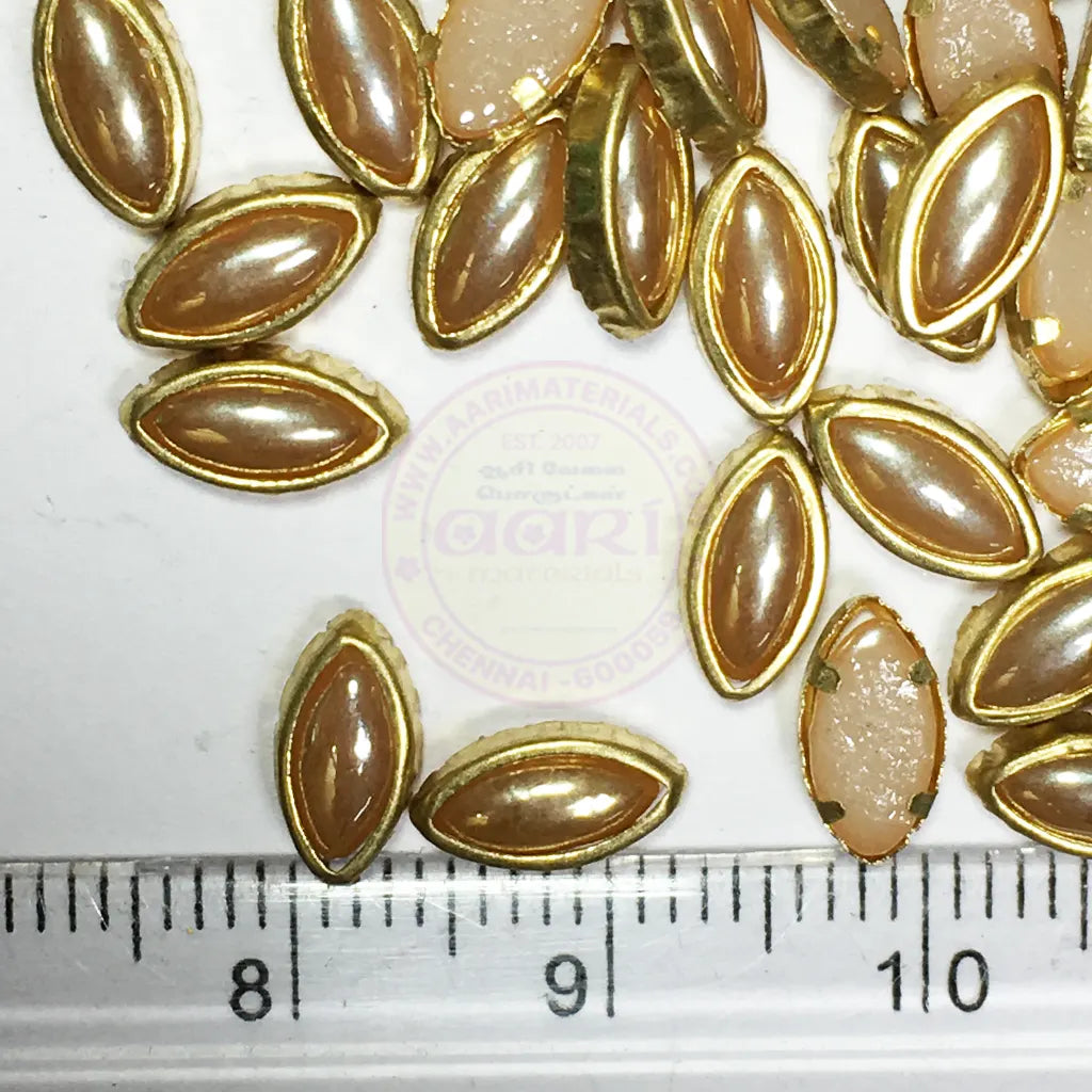 Ceramic Kundan Stone 8x5mm (8K Kisti 25grams) Eye Shape Gold Color