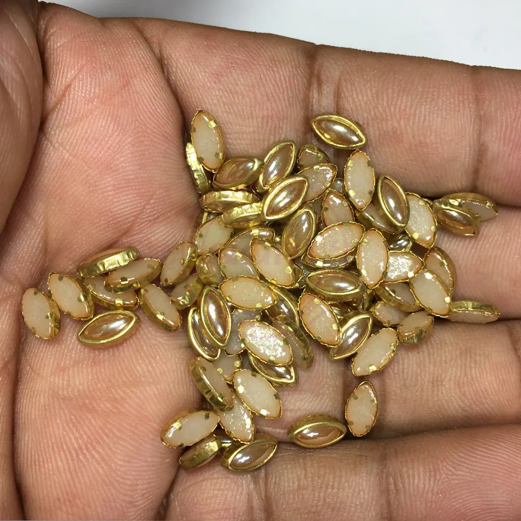 Ceramic Kundan Stone 8x5mm (8K Kisti 25grams) Eye Shape Gold Color