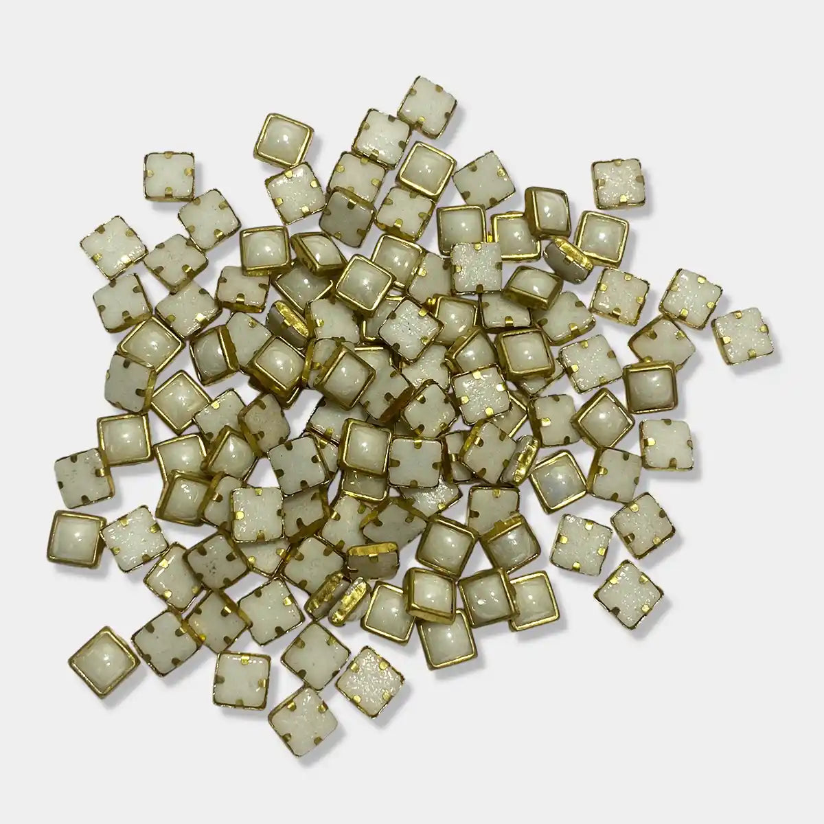 Ceramic Kundan Stone Square Shape White Color - 6mm (25 grams)