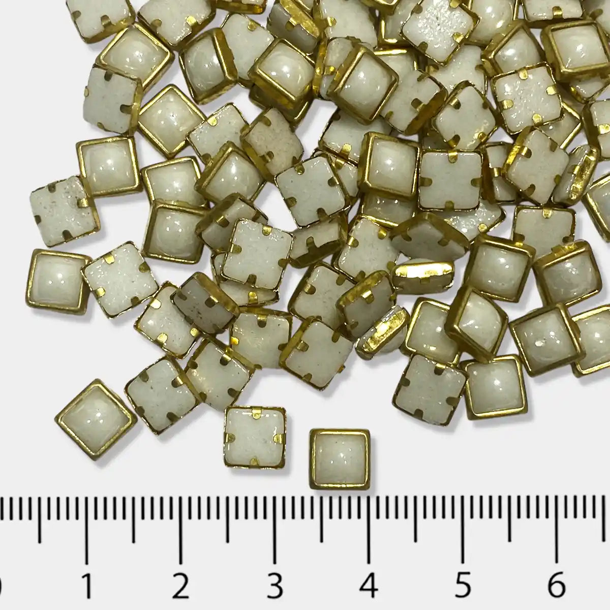 Ceramic Kundan Stone Square Shape White Color - 6mm (25 grams)